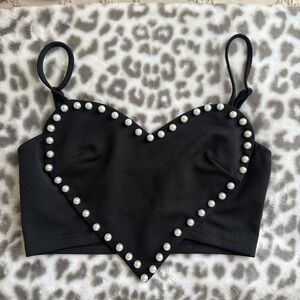 Black Heart Studded Crop Top